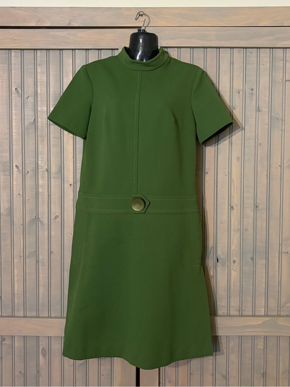 1960s Olive Green Shift Dress